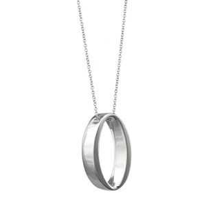 Tiffany Open Circle Oval Pendant Necklace Silver CO
